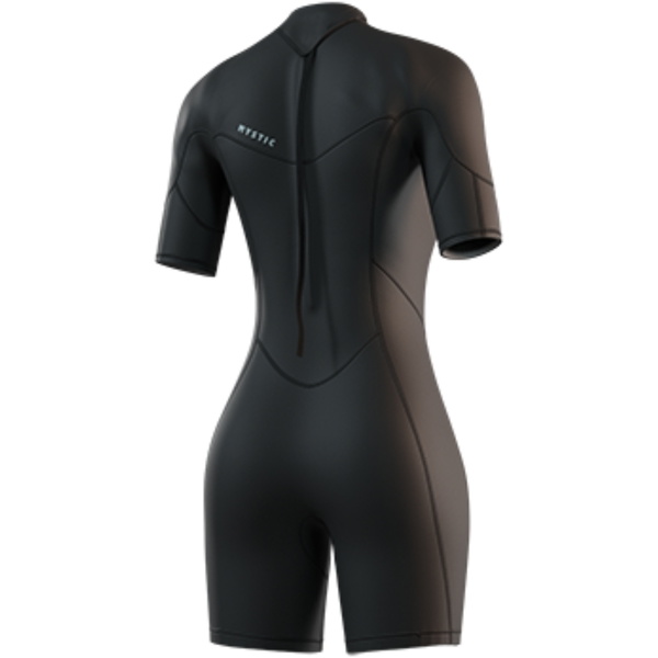 2026 Mystic Womens Brand 3/2mm Back Zip Flatlock Shorty Wetsuit 35000.250064 - Black